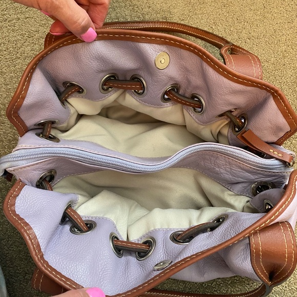 Genuine Two Tone Leather Satchel Made In Italy - Picture 3 of 8